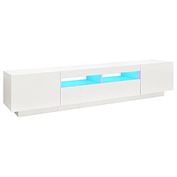 vidaXL Meuble TV avec lumières LED Blanc brillant 200x35x40 cm