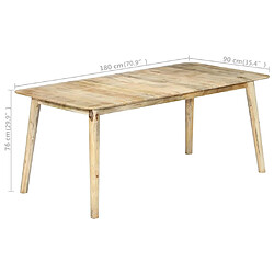 vidaXL Table de salle à manger 180x90x76 cm Bois de manguier massif pas cher