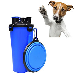 Wewoo Distributeur d'Eau Animaux bleu pour de compagnie avec un bol pliant Bouteille et de nourriture à double usage portative extérieure