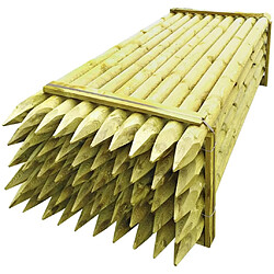 vidaXL Poteaux pointus de clôture 50 pcs Bois imprégné 10x240 cm