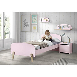 Vipack KIDDY Lit simple en bois laqué et brut et sommier 90x200cm vieux Rose