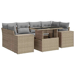 vidaXL Salon de jardin avec coussins 7 pcs beige résine tressée