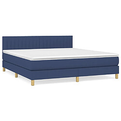 vidaXL Sommier à lattes de lit avec matelas Bleu 180x200 cm Tissu