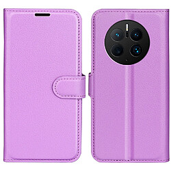 Etui en PU texture litchi, anti-écaillage avec support pour votre Huawei Mate 50 Pro 4G - violet