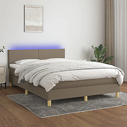 vidaXL Sommier à lattes de lit avec matelas LED Taupe 140x200 cm Tissu