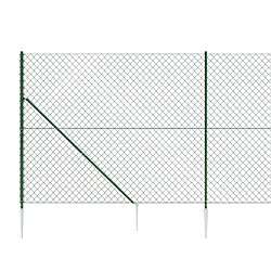 Avis vidaXL Clôture à mailles losangées avec piquet d'ancrage vert 1,6x25 m