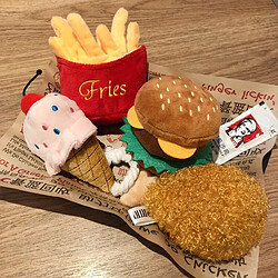 Universal 4/PC Set Burger Peluche Peluche Peluche Jouet pour chien Eck Frites en forme de mâche Jouet résistant aux animaux de compagnie Accessoires