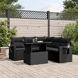 vidaXL Salon de jardin 6 pcs avec coussins noir résine tressée