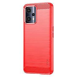 Coque en TPU MOFI Anti-empreintes, texture fibre de carbone, rouge pour votre Realme 9 Pro