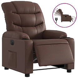 vidaXL Fauteuil inclinable électrique Marron Similicuir