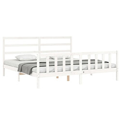 Avis Maison Chic Lit adulte - Cadre Structure de lit avec tête de lit Contemporain blanc 200x200 cm bois massif -MN42489