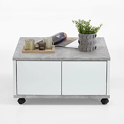 Avis FMD Table basse mobile 70x70x35,5 cm béton et blanc brillant