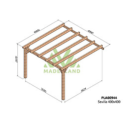 Maderland Pergola accolée en bois lamellé-collé Sevilla 400 x 400 cm