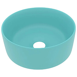 vidaXL Lavabo rond de luxe Vert clair mat 40x15 cm Céramique