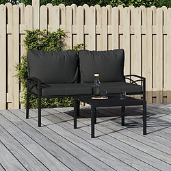 Maison Chic Lot de 2 Chaises de jardin,Fauteuil d'extérieur avec coussins gris 62x75x79 cm acier -MN87493