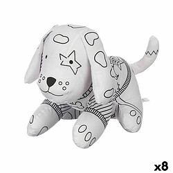 Pincello Peluche à colorier Blanc Noir Tissu 13 x 14 x 20 cm Chien (8 Unités)