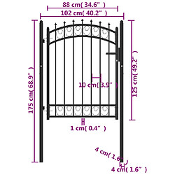 Acheter vidaXL Portail clôture acier 100x125 cm Noir