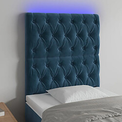 Maison Chic Tête de lit scandinave à LED,meuble de chambre Bleu foncé 80x7x118/128 cm Velours -MN32935