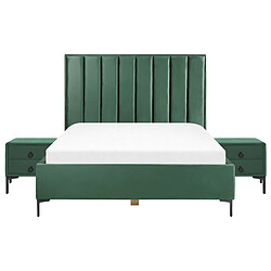 Acheter Beliani Ensemble de chambre en velours vert foncé avec lit double 160 x 200 cm SEZANNE