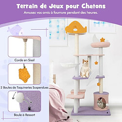 Avis Helloshop26 Arbre à chat tour à plusieurs niveaux de 167 cm griffoirs recouverts de sisal plate-forme en forme d'avion perchoir en peluche en sisal violet 20_0007673