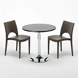 Avis Grand Soleil Table Ronde Noir et 2 Chaises Colorées P