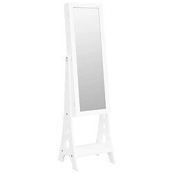 vidaXL Armoire à bijoux miroir avec lumières LED sur pied blanc