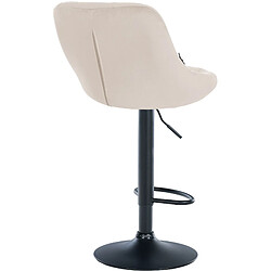 Acheter Decoshop26 Tabouret de bar en velours crème coutures décoratives pivotant support métal noir TDB10668