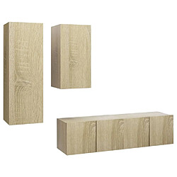 Maison Chic Ensemble de meubles TV 4 pcs | Banc TV Moderne pour salon | Meuble de Rangement - Chêne sonoma Aggloméré -MN51530