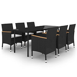 vidaXL Ensemble à dîner de jardin coussins 7 pcs Résine tressée Verre