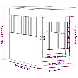 vidaXL Meuble de cage pour chiens chêne marron 55x80x68 cm pas cher