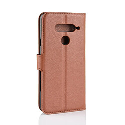 Acheter Wewoo Étui en cuir à rabat horizontal Texture Litchi pour LG V40 ThinQ, avec support et emplacements pour cartes et porte-monnaie (Marron)