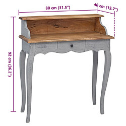 vidaXL Bureau d'écriture bois d'acajou massif 80x40x92 cm pas cher