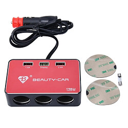 Wewoo BEAUTY-CAR B-085 ABS Shell 120W 3 Sockets voiture allume-cigare Chargeur de avec 3.4A Dual USB Ports et Indicateur LED Affichage, Tension d'entrée / sortie: DC 10-30V / DC 5V pas cher