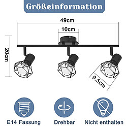 Acheter NETTLIFE 3 Spots de plafond noir E14 rétro orientables à 350° industriel en métal pour chambre salon bureau couloir cuisine Sans ampoules