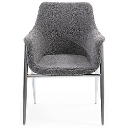 Avis Vivenla Chaise salle à manger design revêtement en tissu bouclette gris clair avec piètement en acier argenté L. 60 x P. 60 x H. 84 cm collection METZ