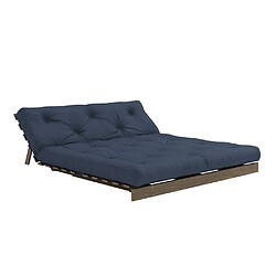 Inside 75 Canapé convertible futon ROOTS pin carob brown matelas navy blue couchage 160x200 cm