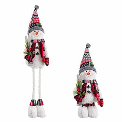 BigBuy Christmas Décorations de Noël Multicouleur Métal Tissu Bonhomme de Neige 38 x 25 x 142 cm