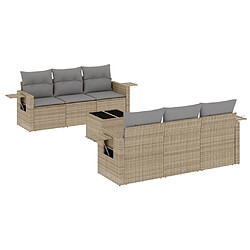 Maison Chic Salon de jardin avec coussins 7 pcs | Ensemble de Table et chaises | Mobilier d'Extérieur beige résine tressée -GKD81736