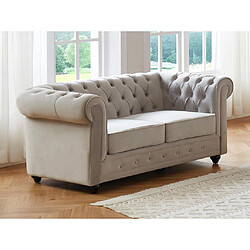 Vente-Unique Canapé 2 places CHESTERFIELD - Velours gris clair