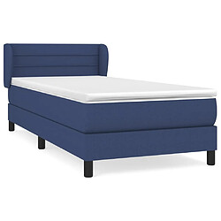 vidaXL Sommier à lattes de lit avec matelas Bleu 90x190 cm Tissu