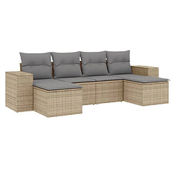 Maison Chic Salon de jardin avec coussins 6 pcs | Ensemble de Table et chaises | Mobilier d'Extérieur beige résine tressée -GKD57154