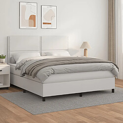 vidaXL Sommier à lattes de lit avec matelas Blanc 180x200cm Similicuir