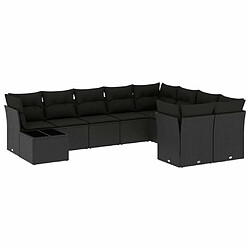 Maison Chic Salon de jardin 10 pcs avec coussins | Ensemble de Table et chaises | Mobilier d'Extérieur noir résine tressée -GKD33737