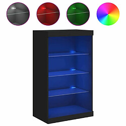 Maison Chic Commode Buffet - Meuble de rangement avec lumières LED noir 60,5x37x100 cm -GKD16625