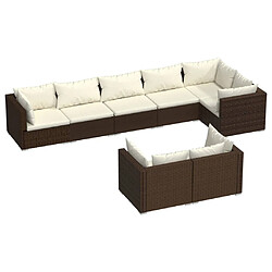 vidaXL Salon de jardin avec coussins 8 pcs marron résine tressée