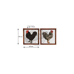 Aubry Gaspard Cadre poule en bois et grillage (Lot de 2).