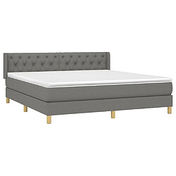 Avis Maison Chic Lit Adulte - Lit simple Lit à sommier tapissier avec matelas moelleux - Meuble de Chambre - Gris foncé 160x200cm Tissu -MN58358