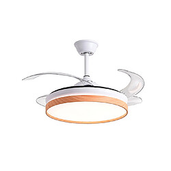 Ventilateur de plafond COSMOS MINI blanc/hêtre, 4 pales escamotables, 48W LED 3000|4000|6000K, H35xP.91/40cm