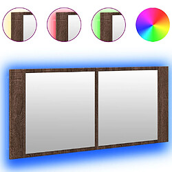 vidaXL Armoire à miroir à LED de bain chêne marron 100x12x45 cm