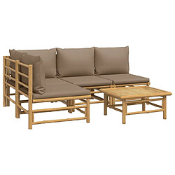 Avis Maison Chic Salon de jardin 5 pcs + coussins - Mobilier/Meubles de jardin - Table et chaises d'extérieur taupe bambou -MN98714